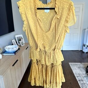 Misa Los Angeles Yellow Polka Dot Mini Dress